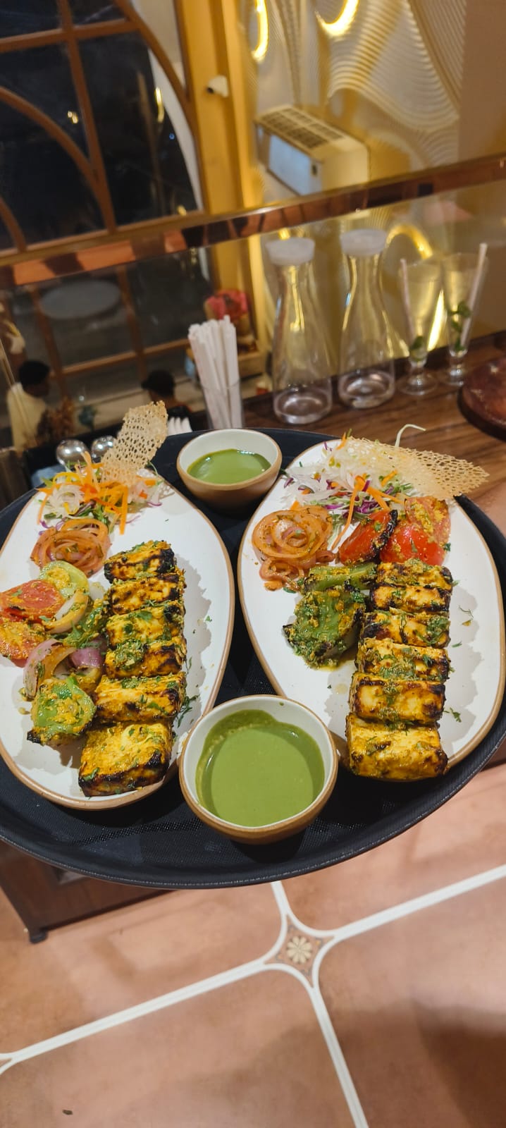 Paneer tikka skewers at The Cosmo