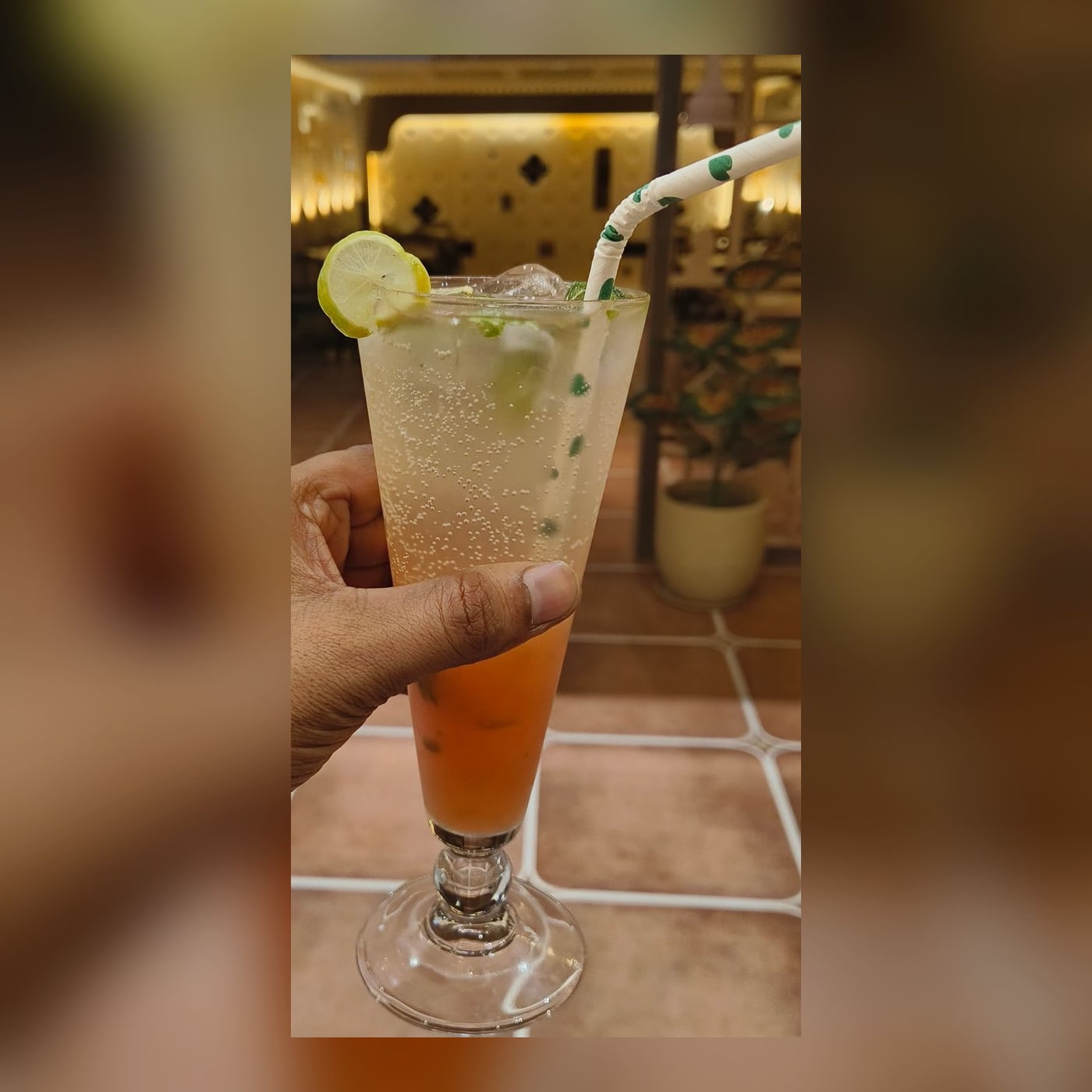 Peach iced tea mocktail at The Cosmo