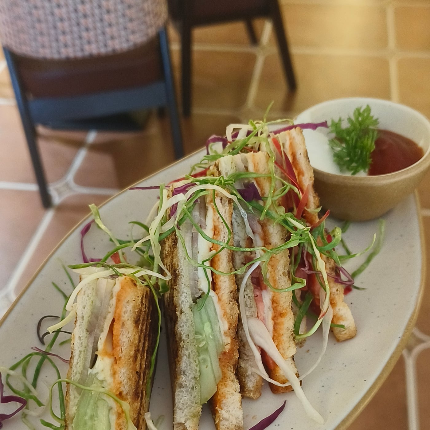 Grilled vegetable club sandwich at The Cosmo